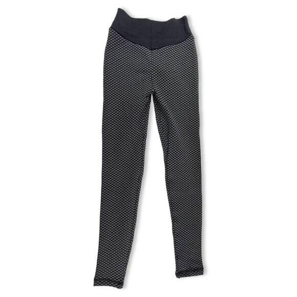 Honeycomb ruching Gray/Black Leggings Medium - Picture 1 of 2